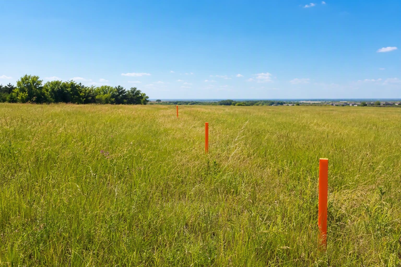 Survey stakes in field - illustration, Jake Team LLC