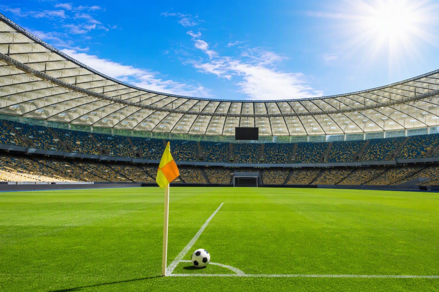 empty sunlit stadium - illustration, Jake Team LLC