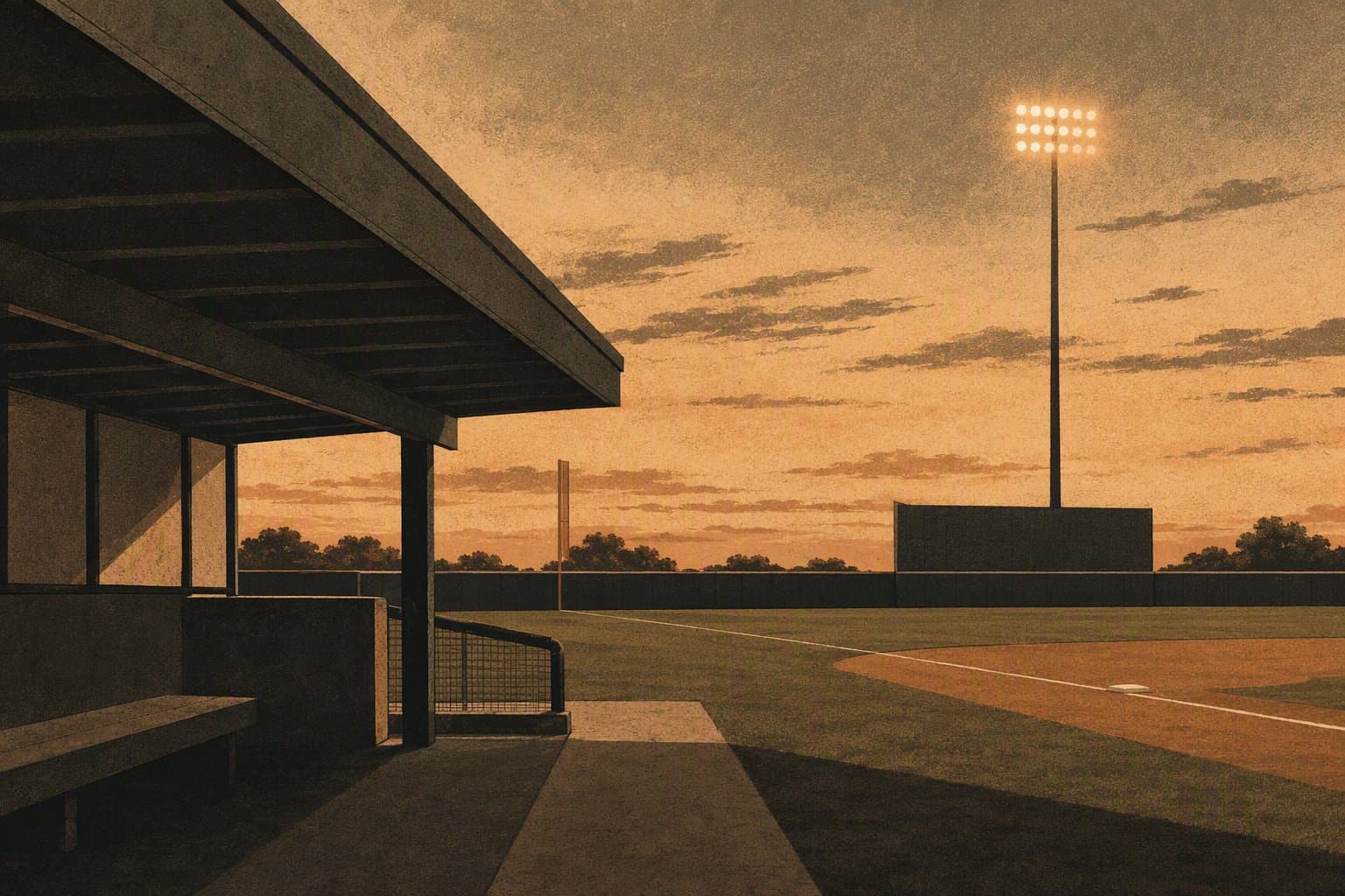 Baseball stadium evening - illustration, Jake Team LLC