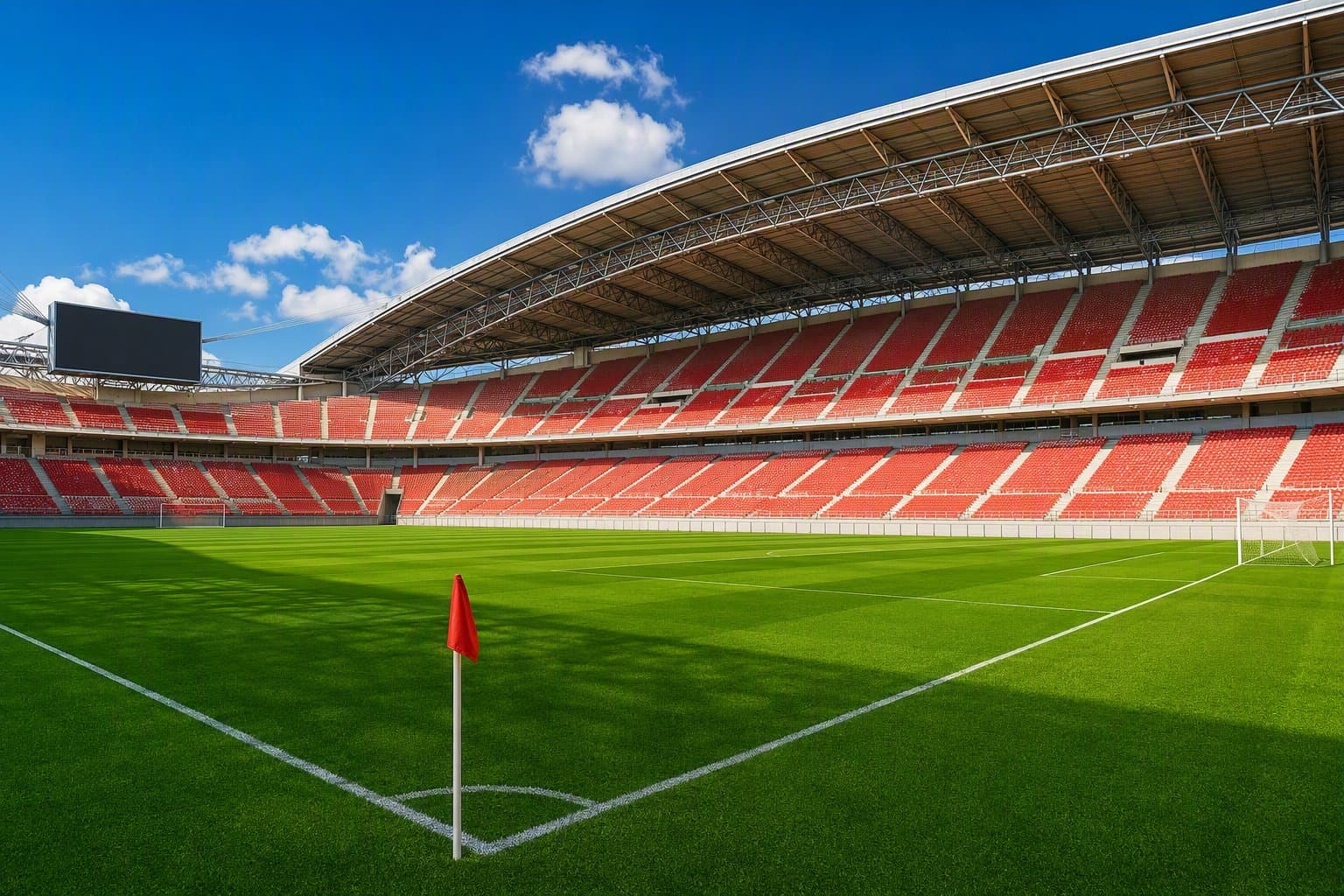 Soccer stadium at dusk - illustration, Jake Team LLC