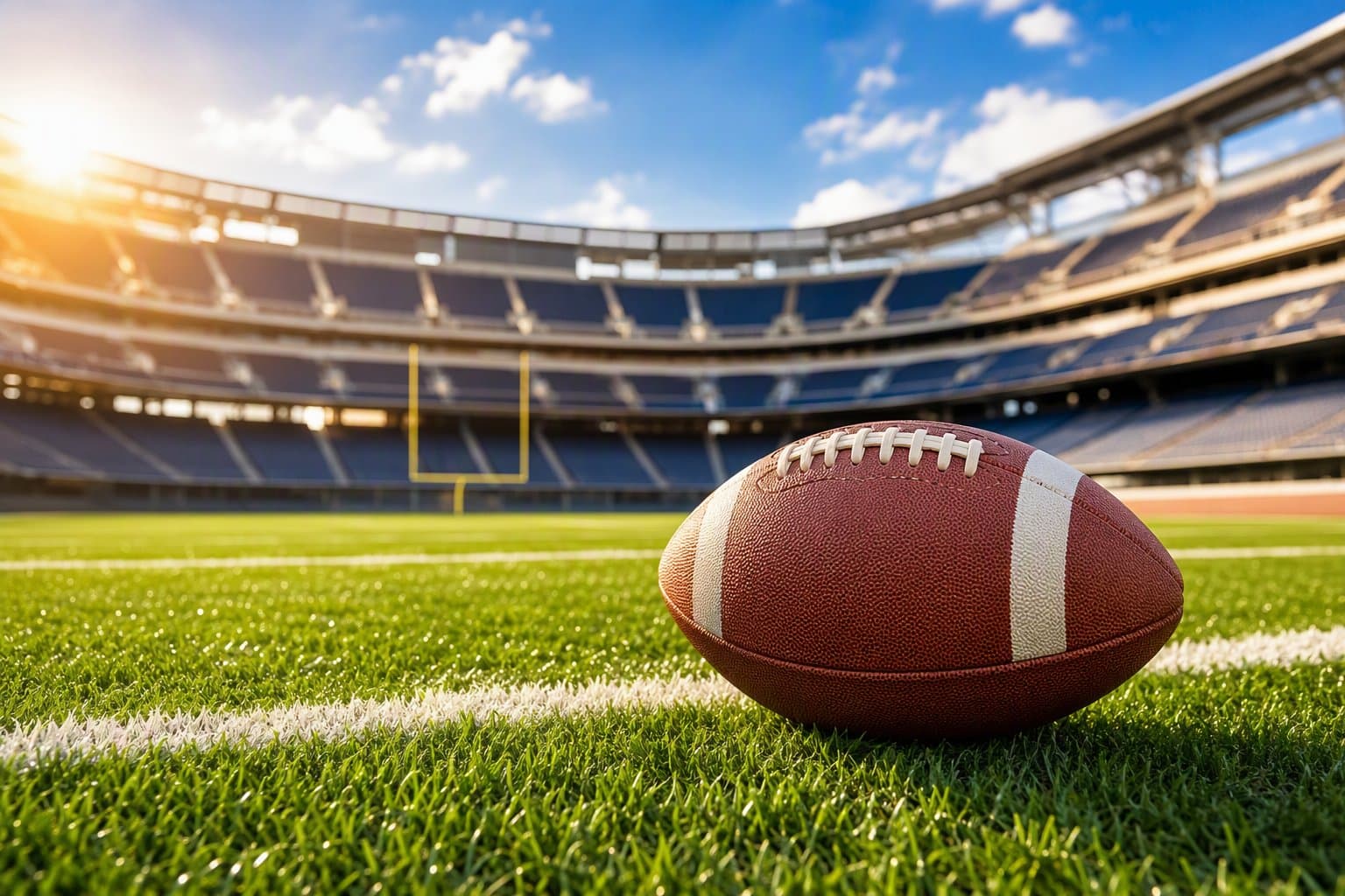 Sunlit football field - illustration, Jake Team LLC