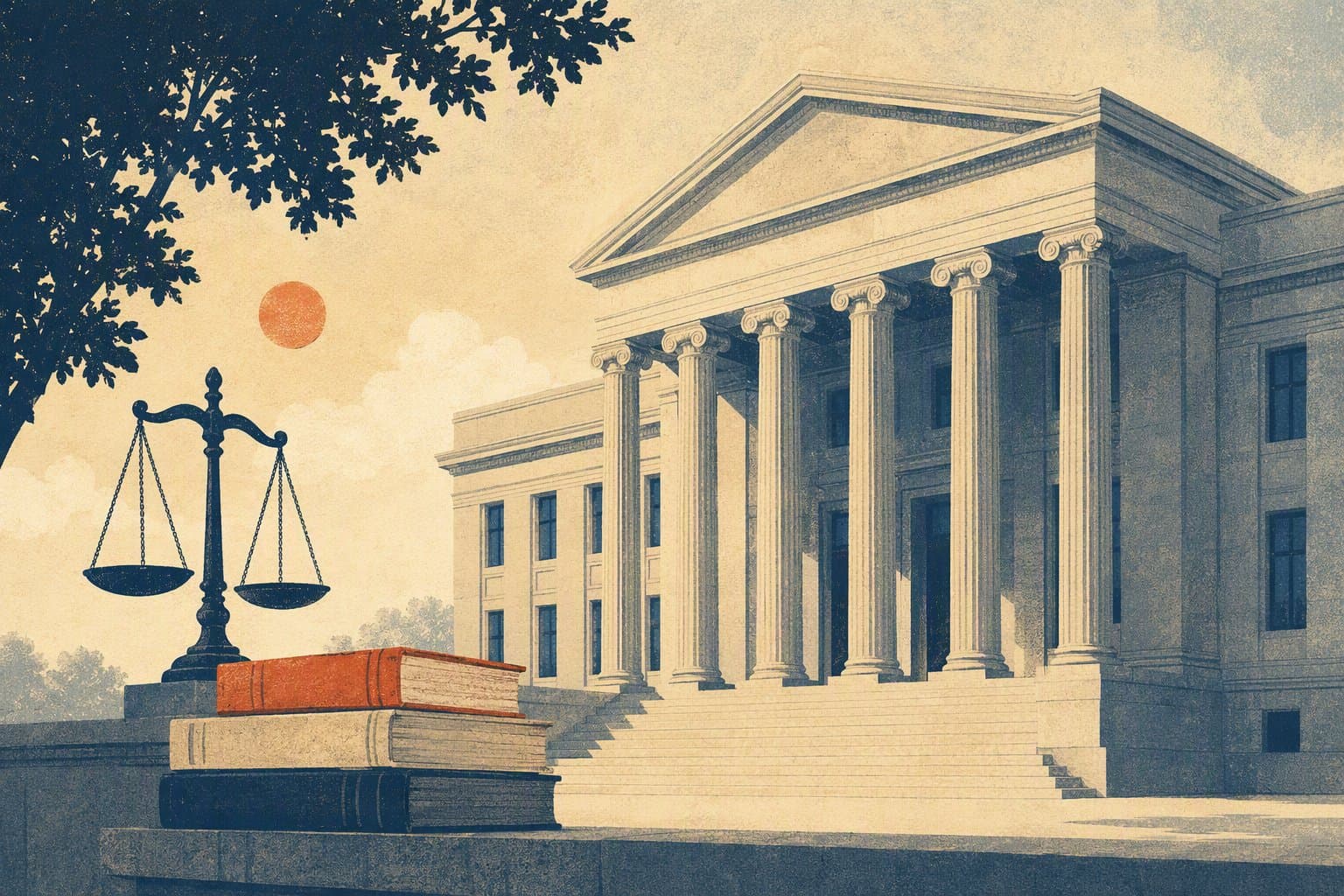 Calm courthouse facade - illustration, Jake Team LLC