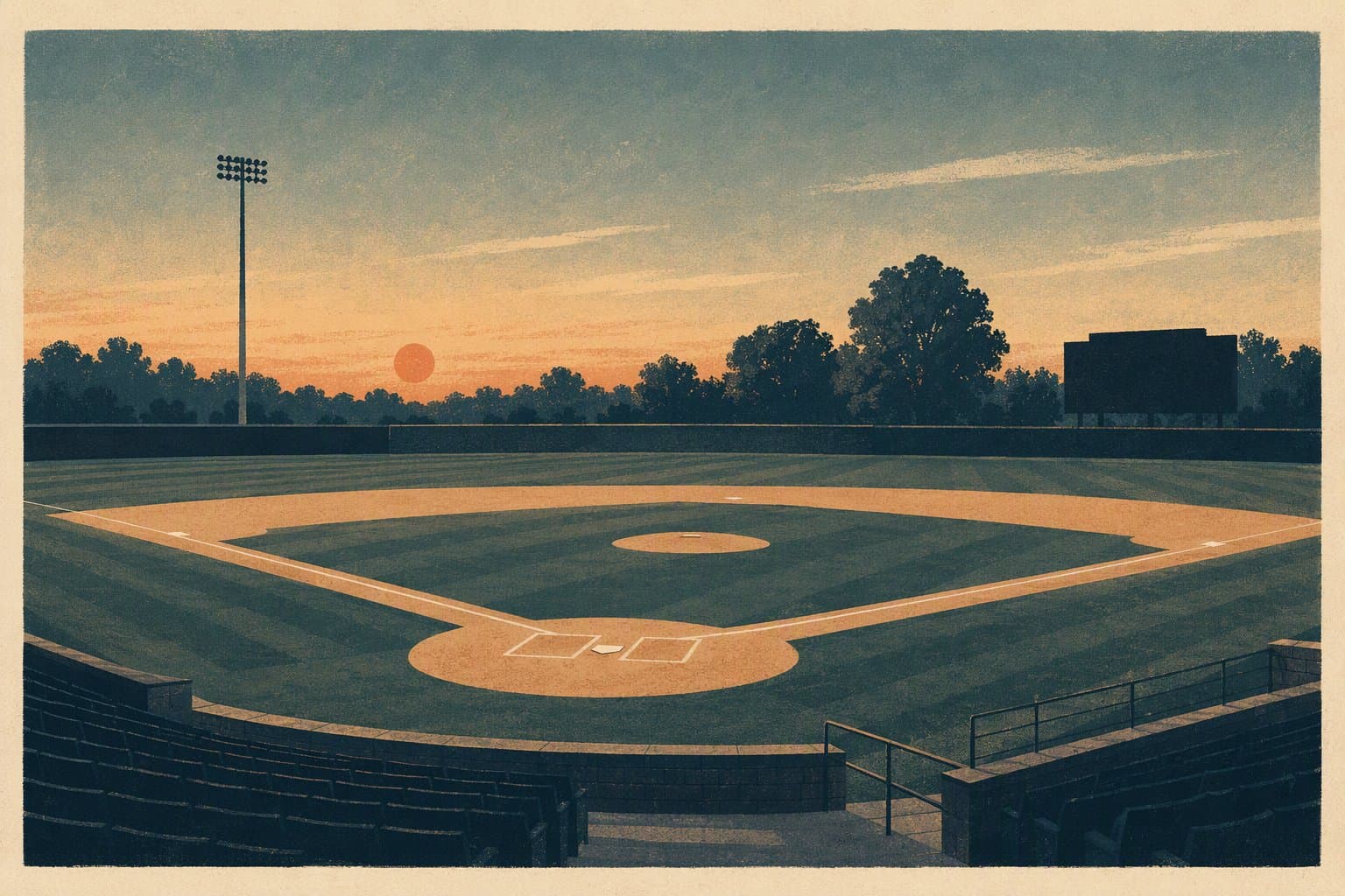 baseball stadium twilight - illustration, Jake Team LLC