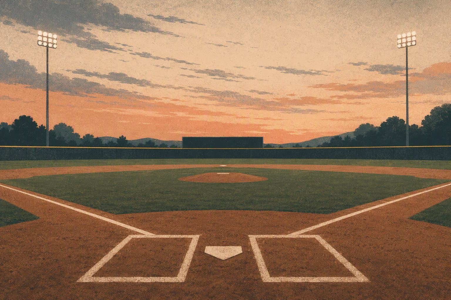 baseball stadium twilight - illustration, Jake Team LLC