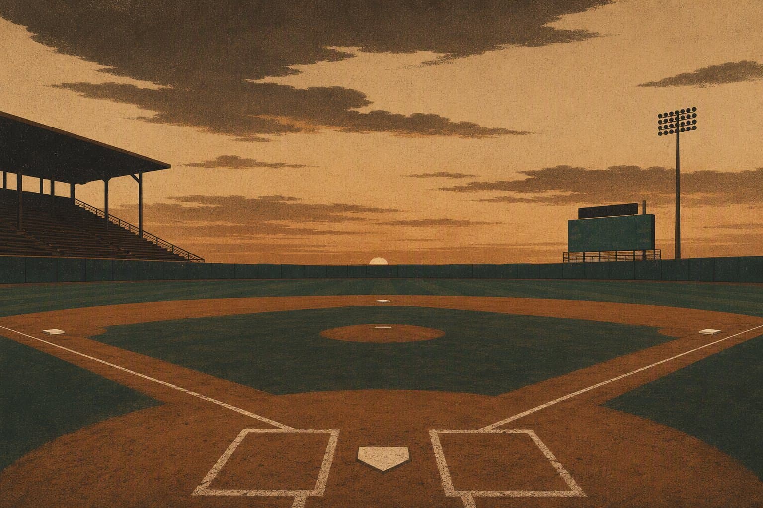 baseball stadium dusk - illustration, Jake Team LLC