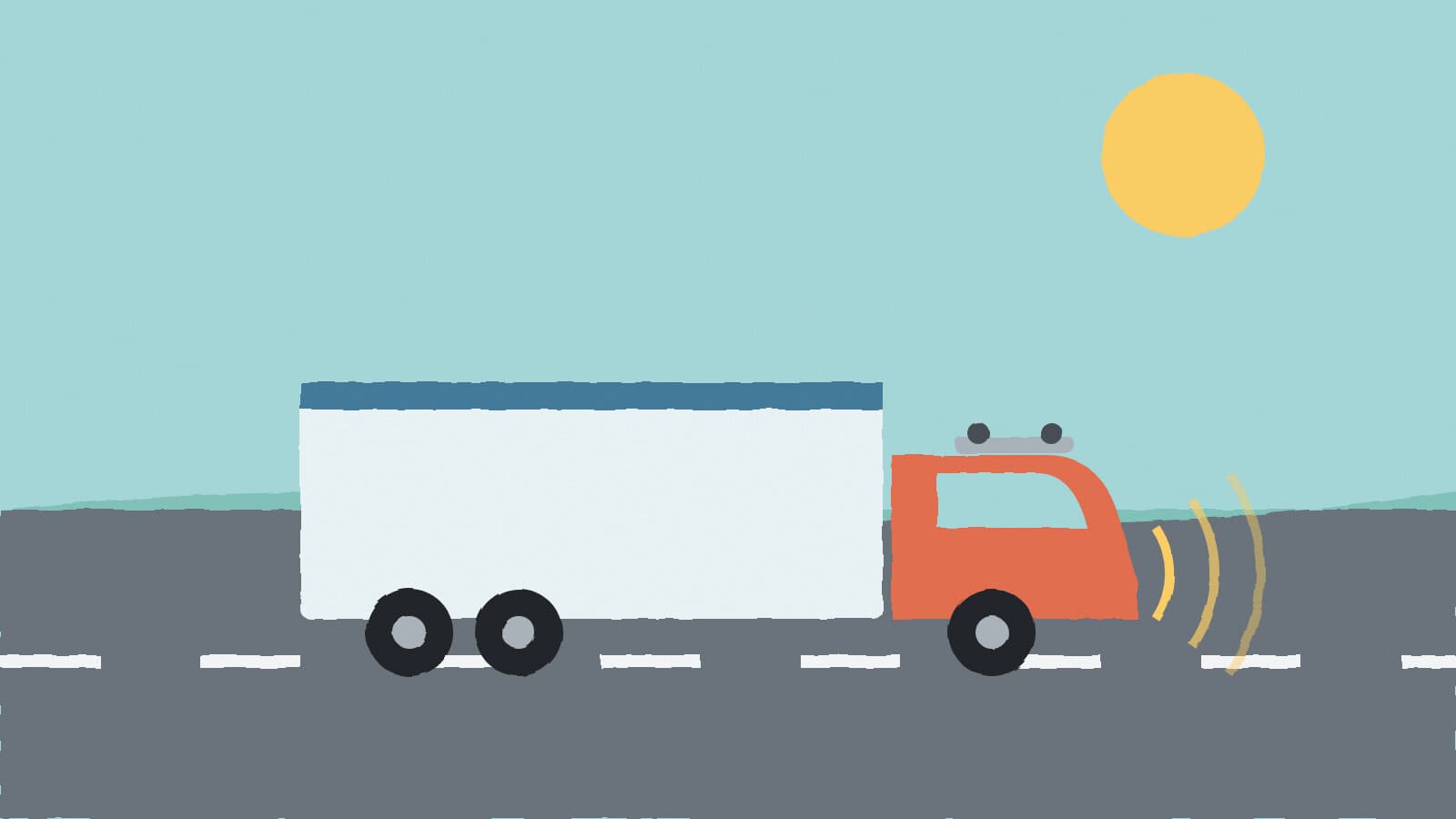 Autonomous truck on open highway - illustration, Jake Team LLC
