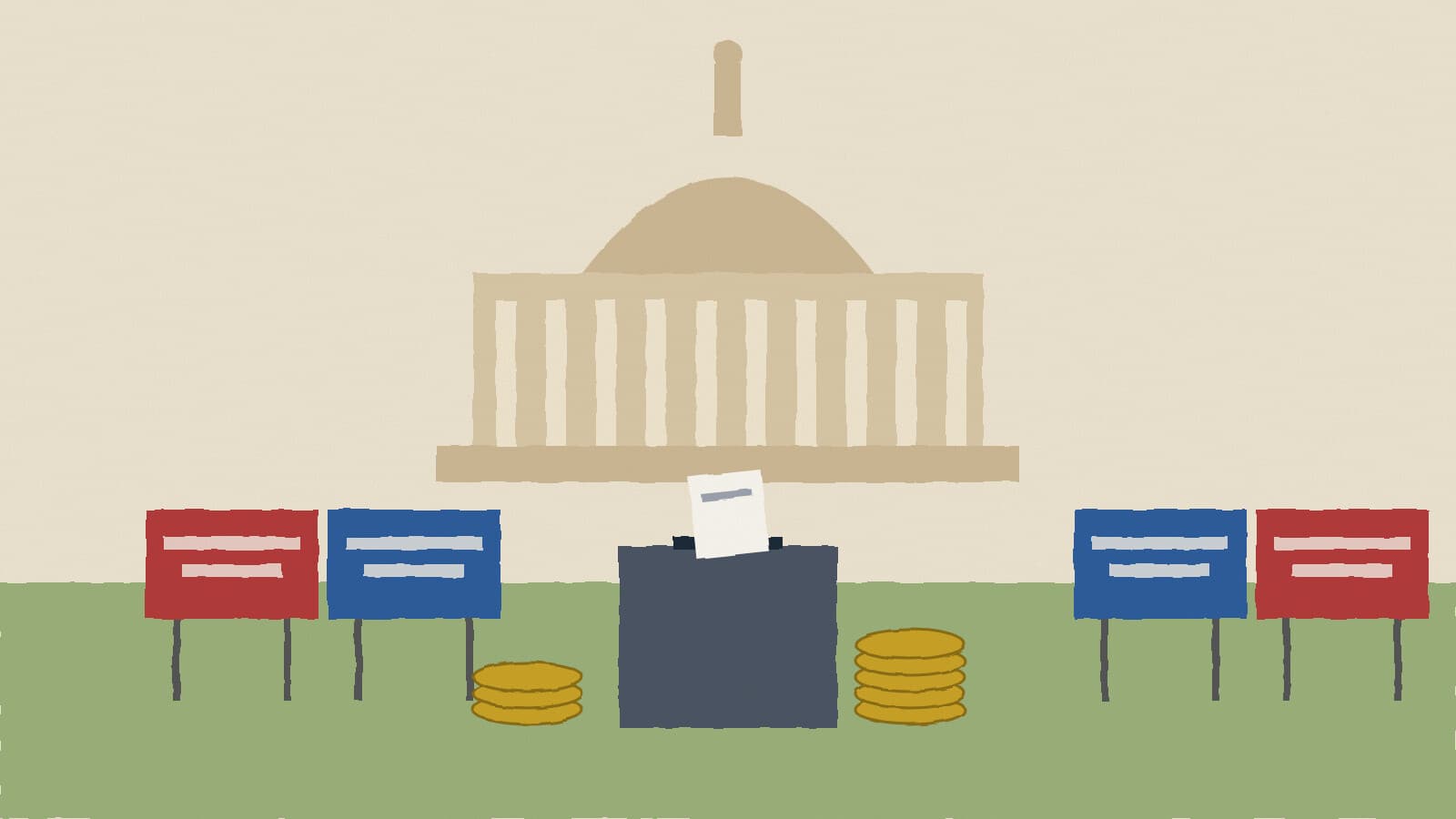Campaign yard signs and ballot box - illustration, Jake Team LLC