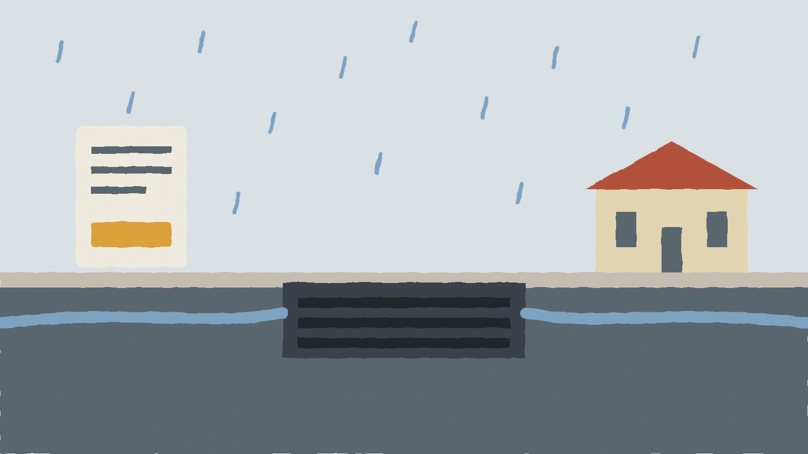 Storm drain and city hall - illustration, Jake Team LLC