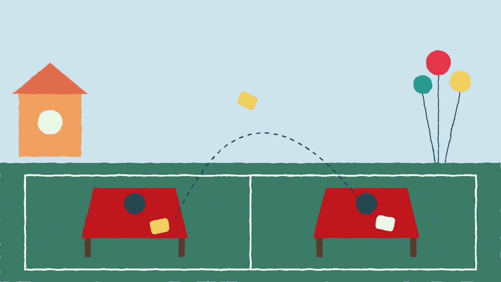 Cornhole boards on court - illustration, Jake Team LLC