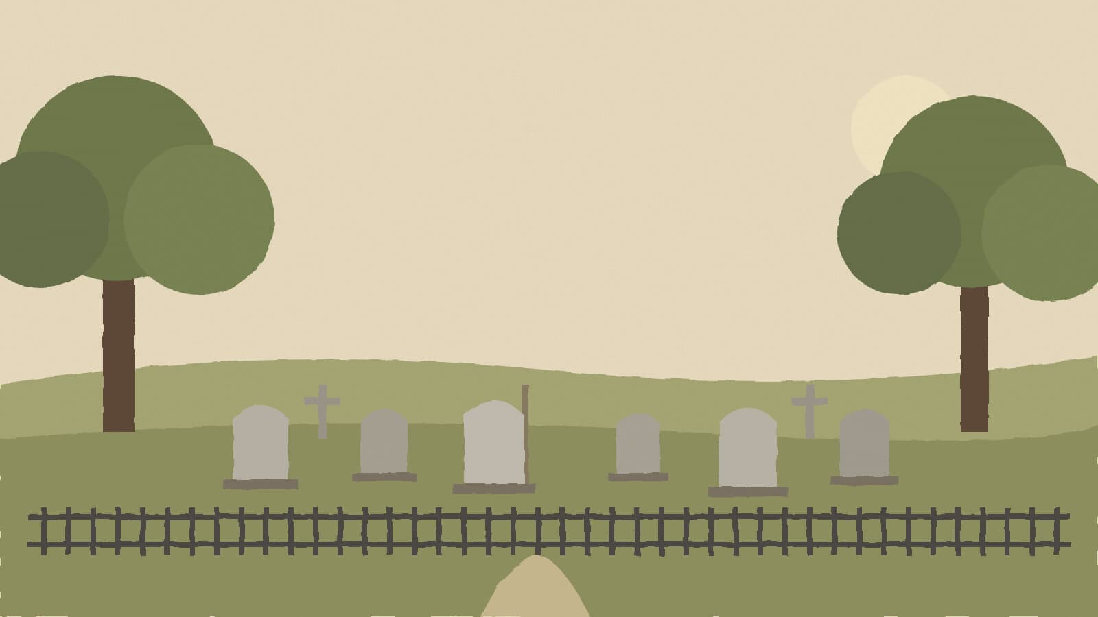 Old cemetery under oak trees - illustration, Jake Team LLC