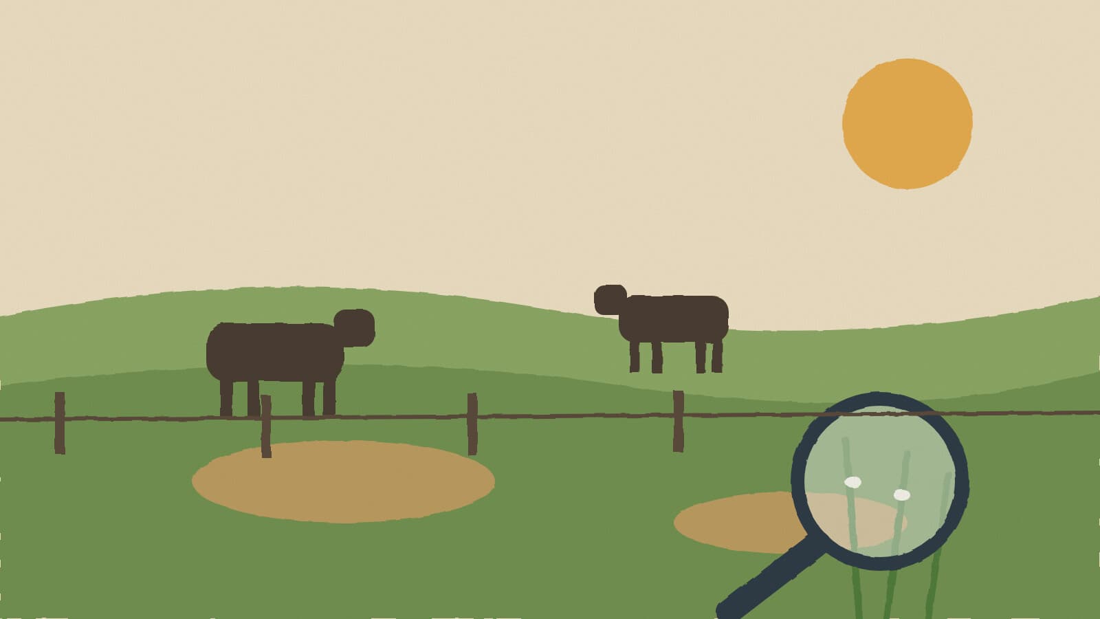 Cattle pasture under watch - illustration, Jake Team LLC