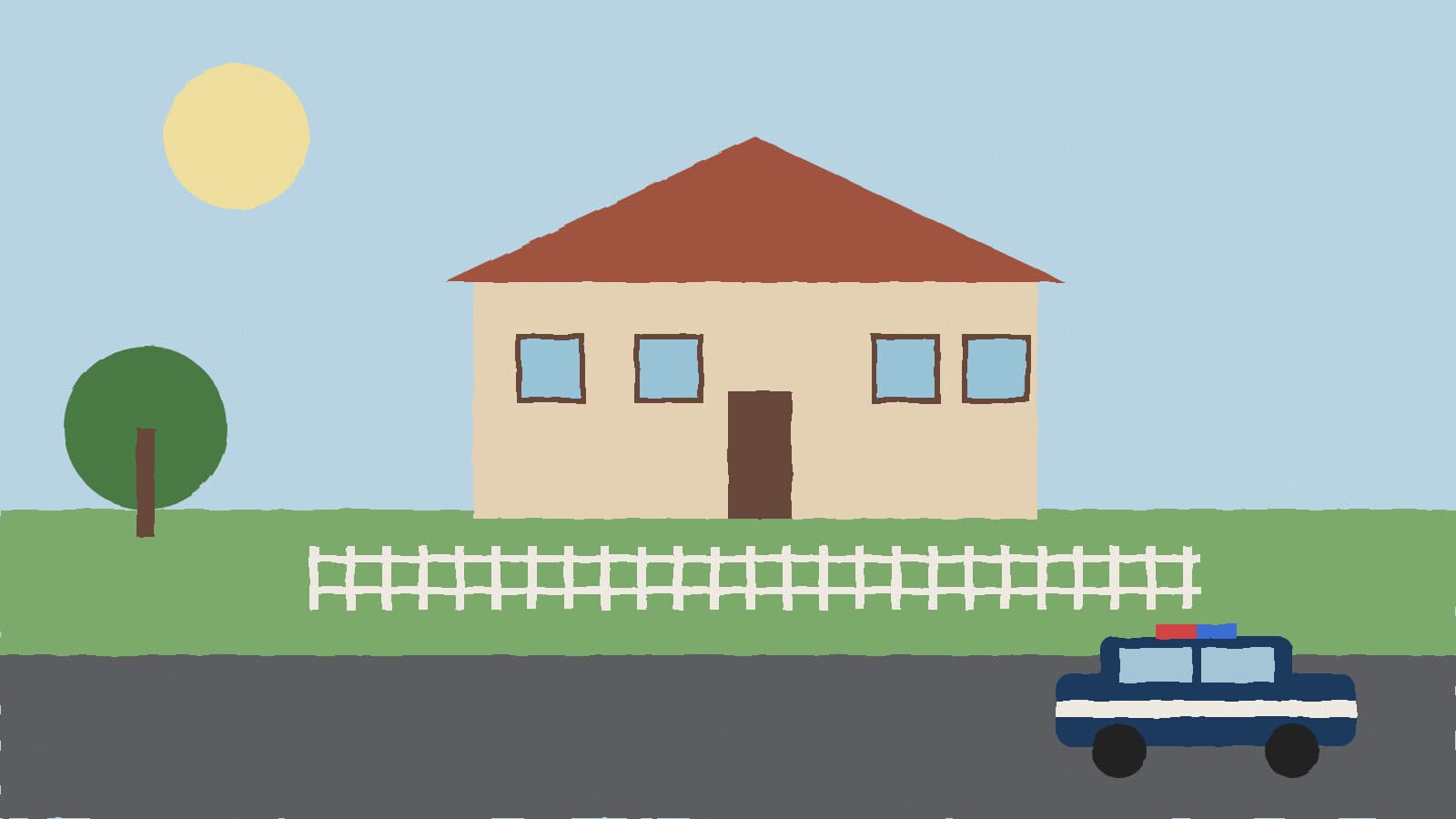 Quiet school, patrol car - illustration, Jake Team LLC