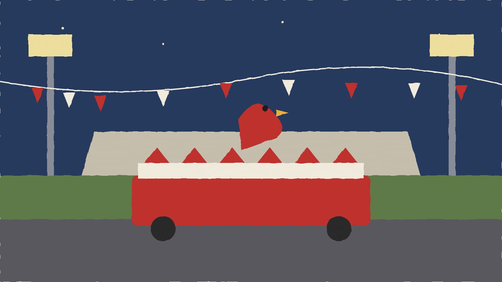 Cardinal float under stadium lights - illustration, Jake Team LLC